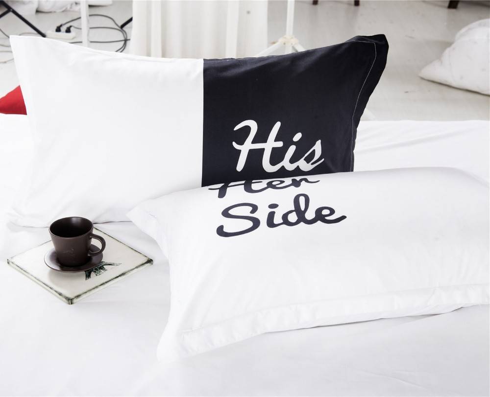 Black White Soft Duvet Cover His Side Her Side Bedding Set