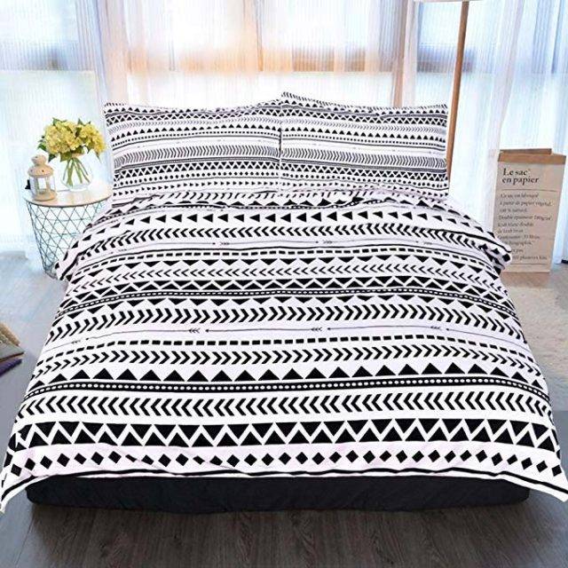 Black and White Striped Duvet Cover Bedding Set Collection