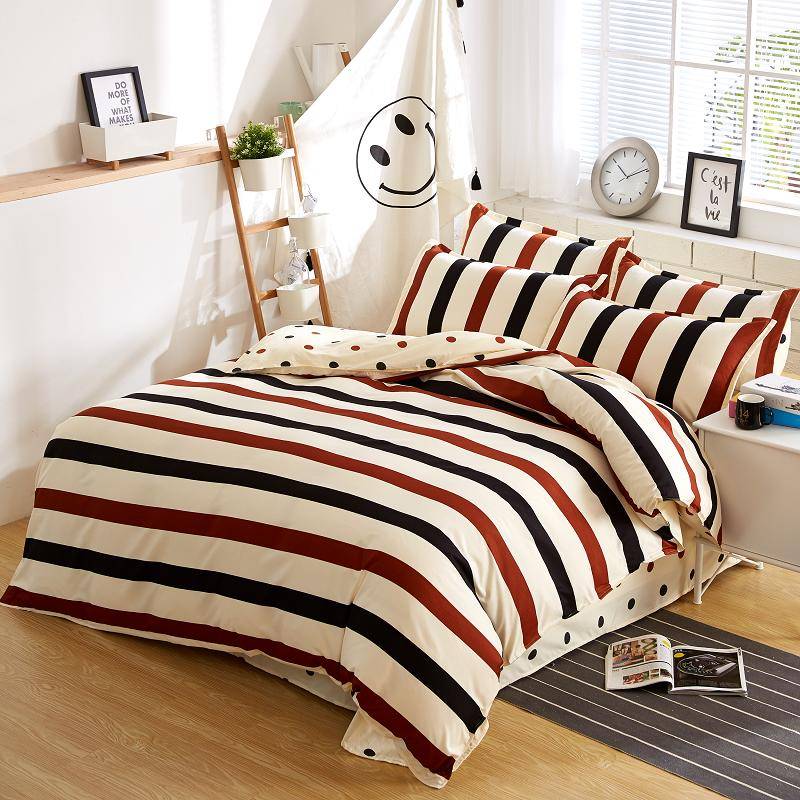 Brown Black And White Striped Duvet Cover Bedding Set With Sheets