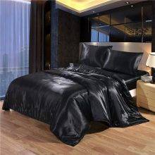 White And Black Satin Silk Duvet Cover And Bedding Set 8 Colors