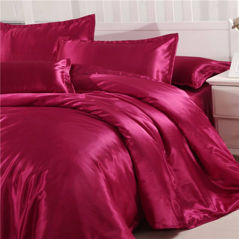 Red Luxury Sexy Satin Silk Duvet Cover Bed Set (24 colors)