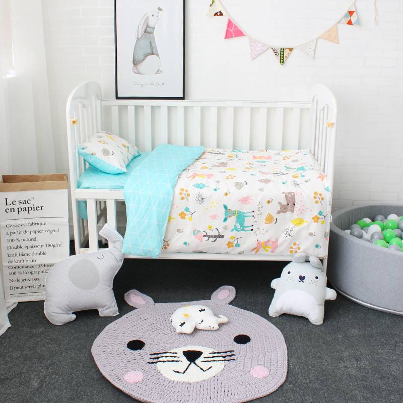 3 Pcs Baby Crib Bedding Set Duvet Cover Pillowcase And Bed Sheet