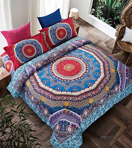Boho Chic Mandala Duvet Cover 4pc Bed, Indian Style Duvet Covers
