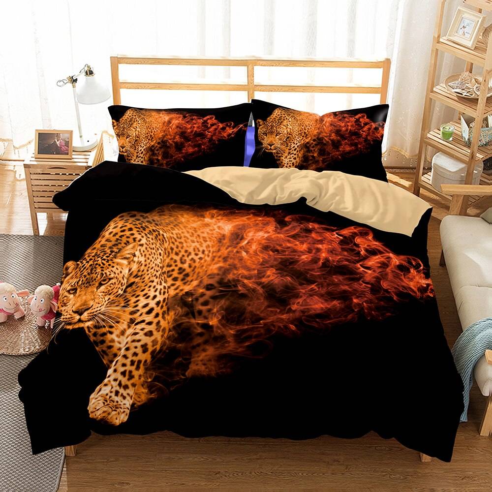 3d Lifelike Leopard Print Duvet Bedding Set