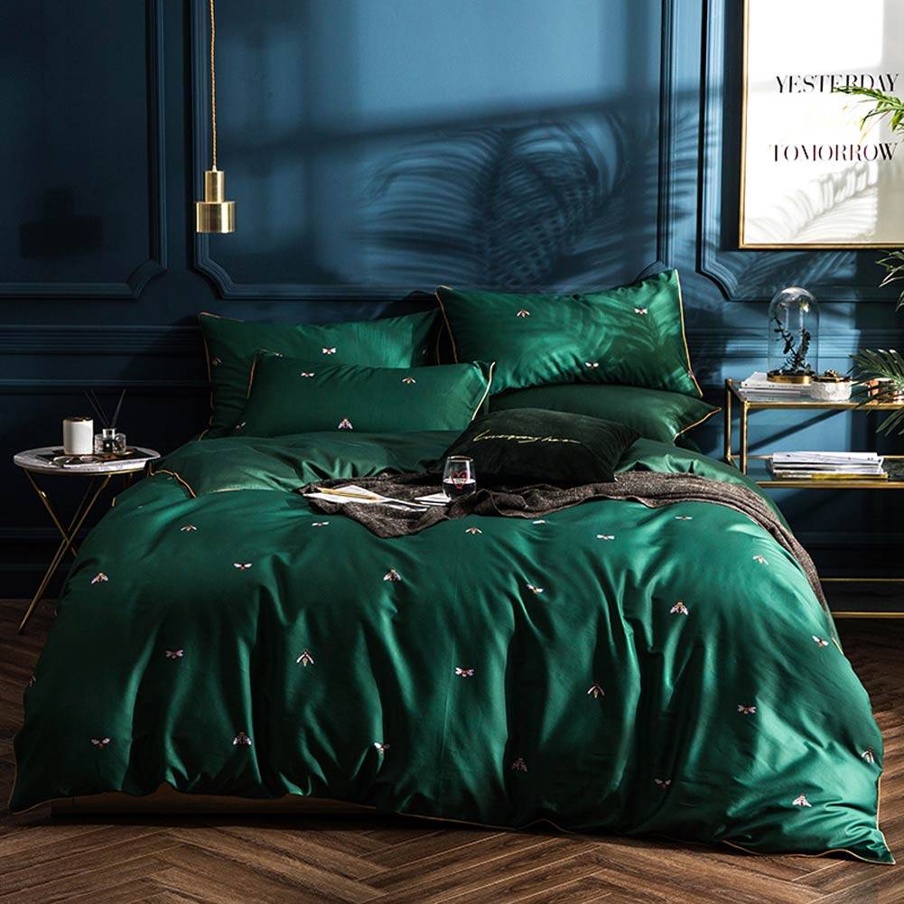 Emerald Forest Satin Duvet Cover Egyptian Cotton