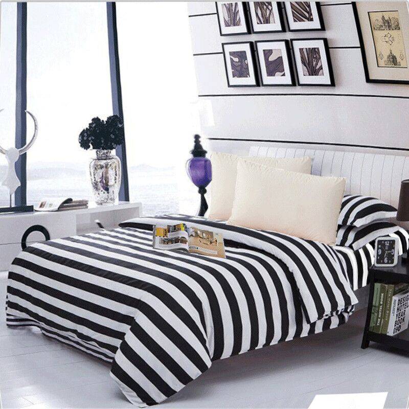 Black and White Striped Comforter Cover