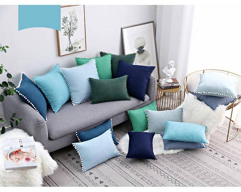 Sanganeri Block Print Pillow Cover with Pom Pom (Set of 2) 33